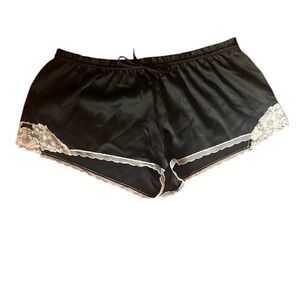 Victorias Secret Black Silky Boy Shorts with Lace